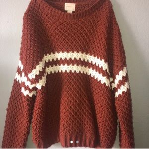 red and white chunky sweater